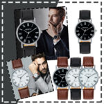 Sleek Minimalist Watch Leather Strap Alloy Dial Men’s Quartz Watch Wrist Watches