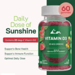 Vitamin D (1000 IU) gummies, containing essential vitamins