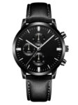 Men’s Watch New Black Leather Band Quartz Analog Casual Wristwatch Work Daily