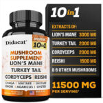 Mushroom Complex Supplement Lions Mane,Reishi, Turkey Tail,Cordyceps 30-120pills