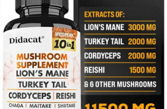 Mushroom Complex Supplement Lions Mane,Reishi, Turkey Tail,Cordyceps 30-120pills