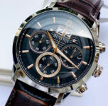 Bulova Sutton Black Dial Brown Band Chronograph Men’s Watch 96B311