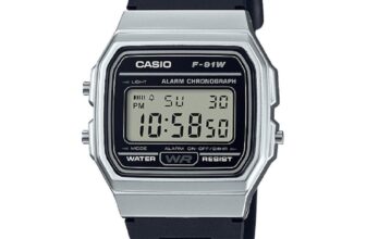 Casio F91WM-7A, Digital Chronograph Watch, Black Resin Band, Alarm, Date