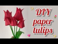 Origami Tulip | How to make paper tulip | Easy origami tulip | DIY tulip flower | No glue 🌷