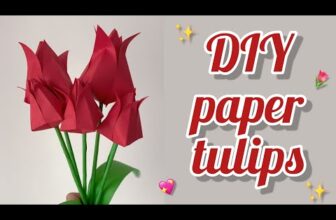 Origami Tulip | How to make paper tulip | Easy origami tulip | DIY tulip flower | No glue 🌷