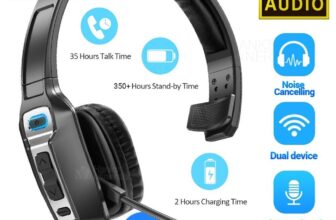 Trucker Headset Wireless Bluetooth 5.2 AI Noise Cancelling Mic For Phones PC