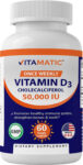 Vitamatic Vitamin D3 50,000 IU (As Cholecalciferol), Once Weekly Dose, 1250 Mcg,