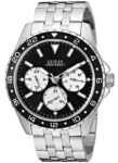 GUESS Men’s Odyssey Quartz Black Dial Silver Stainless Steel 44mm Watch U1107G1