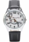 Bugs Bunny Cartoon Character Black Leather Band Wrist Watch