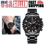 Men’s Classic Stainless Steel Quartz Watch Luminous Luxury Wristwatch Waterproof