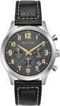 Bulova Men’s Quartz Chronograph Black Leather Calendar Watch 41mm 96B302