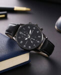 Men New Quartz Watch Casual Work Black Leather Band Analog Stainless Watch Gift