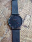 Mens Watch.. Ultra Thin Black & Red Business Watch with Mesh Strap Quartz UK