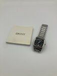 DKNY Square Face Wrist Watch Steel Timepiece with Original Instruction Booklet