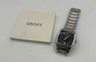 DKNY Square Face Wrist Watch Steel Timepiece with Original Instruction Booklet