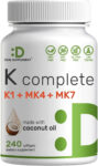 Premium K Complete – High Potency Vitamin K1, K2 MK-7 & MK-4 Complex, 240 Coconu