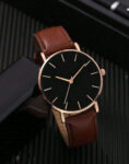 Men’s Watch New Brown Leather Band Quartz Anolog Automatic Casual Wristwatch