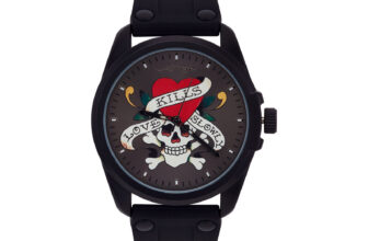 Ed Hardy Men’s Matte Black Silicone Strap Watch 46mm