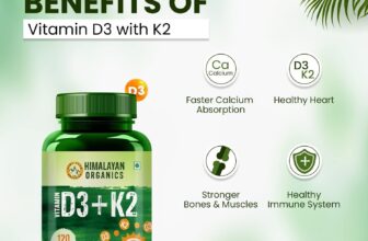 Himalayan Organics Vitamin D3 600IU with K2 as MK7 supplement (120 Veg Tablets)