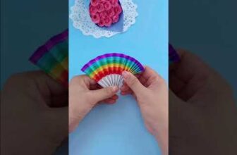 How to make Origami rainbow paper fan | Easy craft | DIY Paper crafts #Shorts