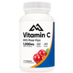 Rose fruit vitamin C 1025mg, 60 capsules, non GMO, gluten free supplement