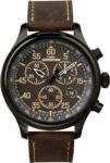 Timex T49905, Men’s “Expedition” Leather Indiglo Watch, Chronograph, Date, NEW