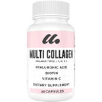 Collagen capsules contain biotin, hyaluronic acid, and vitamin C.