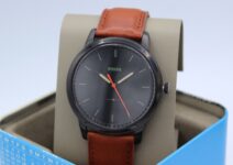 NEW AUTHENTIC FOSSIL THE MINIMALIST SLIM BLACK BROWN LEATHER MEN’S FS5305 WATCH