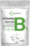 Vitamin B1 500Mg per Serving, 240 Tablets | Vitamin B1 Thiamine Supplement, Esse