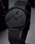 Men Watch Black Mesh Stainless Steel Bracelet Band Analog Quartz Wristwatch