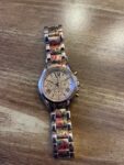 Women’s Accutime Watch Corp. Floral Print Stainless Steal  Watch