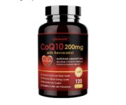 CoQ10-200mg with Trans-Resveratrol PQQ BioPerine & Vitamin E 120 Veggie Capsules