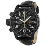 Invicta Lefty Chronograph Black Dial Black Leather Men’s Lefty Watch 3332