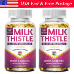 Milk Thistle (Silymarin) Dandelion Root 1200MG 2 x 120 Capsules Liver Health