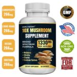 10x Mushroom Complex Supplement – Immune & Brain Support, Stress Relief | 60 Cap