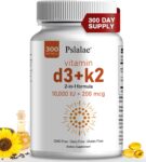 Vitamin D3+K2 MK7 10000 IU – Sunflower Seed Oil, Joints, Bones & Immune Support