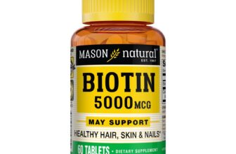 Mason Natural Biotin 5000 mcg – Healthy Hair, Skin & Nails, 60 Tablets