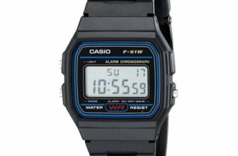 Casio F91W-1, Digital Chronograph Watch, Black Resin Band, Alarm, Date