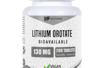 HealthFare Lithium Orotate 130mg 200 Tabs Elemental Lithium Bioavailable