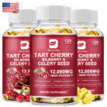 3x Tart Cherry Extract Capsules with Celery Seed Uric Acid CleanseMuscleRecovery