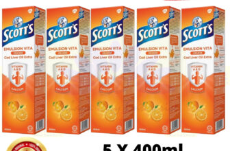 5 X 400ml Scott’s Emulsion Cod Liver Oil Orange Flavour Vitamin A & D – Express