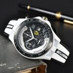 44MM Scuderia Ferrari Diver Chronograph Racing White Silicone Strap Men’s Watch