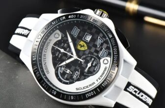 44MM Scuderia Ferrari Diver Chronograph Racing White Silicone Strap Men’s Watch