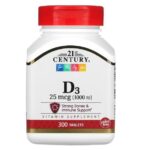 21st Century, D3, 25 mcg (1,000 IU), 300 Tablets