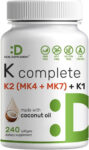 Vitamin K Complete – High Potency Vitamin K2 (MK-7 and MK-4) & K1, 240 Softgels