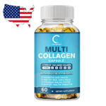 Multi Collagen Peptides-Type I,II,III,V,X Anti-Aging Collagen Pills 60 Capsules