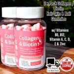 (2 x Pack) Biotin Keratin Collagen Gummies 15000mcg 120ct Hair Skin Nails