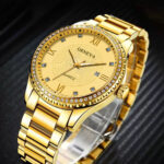 Men Gold Quartz Watch Waterproof Classic Stainless Steel Analog Business Fashion