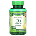 High Potency Vitamin D3, 125 mcg (5000 IU), 300 Quick Release Softgels