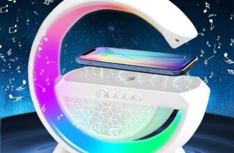 LED RGB Atmosphere Light Wireless Charger Desk Night Lamp Bluetooth Speaker